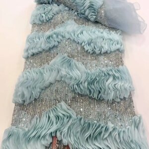 New Luxury African French Beaded Lace Fabric 2025 High Quality Nigerian Sequins Tulle Lace Fabric For Wedding Party Dress Women