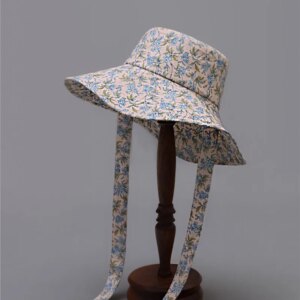Summer new pastoral small big eaves fisher-hat female shade elegant sweet streamer hat holiday trip