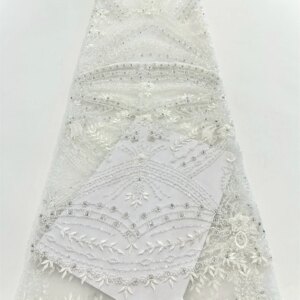 French Mesh Lace 2025 Fabrics Embroidery Sequins Tulle Beaded African Fabric for Women Party Dresses 5Yards Sewing