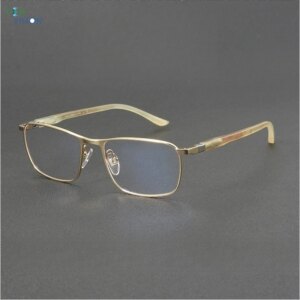 Pure Natural Buffalo Horn Glasses Legs High-end Fashion Business Men Pure Titanium Eyeglass Frame Supporting Prescription Lenses