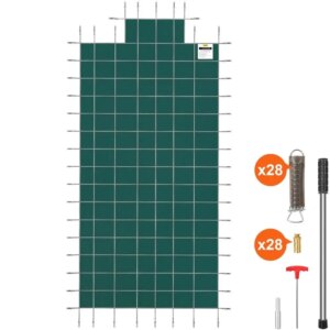 Pool Safety Cover Fits 16x32ft Rectangle Inground Safety Pool Cover Green Mesh with 4x8ft Center End Steps Solid Pool Safety