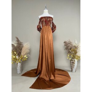 Don&Judy Elegant Women Maternity Photo Shoot Dress Silk-like Off Shoulder Party Evening Gown Pregnancy Women Photography Dresses