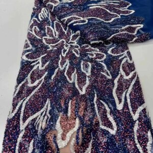 Classic Nigerian Heavy Handmade Beads Tulle Lace Fabric 2025 African Luxury Sequins Lace Fabric For Women Evening Cloth Dresses