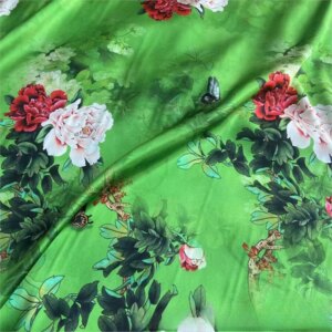 Summer 19momme stretch satin silk fabric floral cheongsam dress