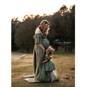 Don&Judy Stretchy Chiffon Maternity Female Portrait Extra-Long Train Strapless Dress Ideal Wedding Birthday Party Formal Events