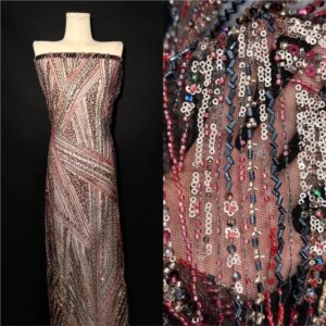 Bead tube embroidery sequin three-dimensional dress fashion cloth costume clothing fabric