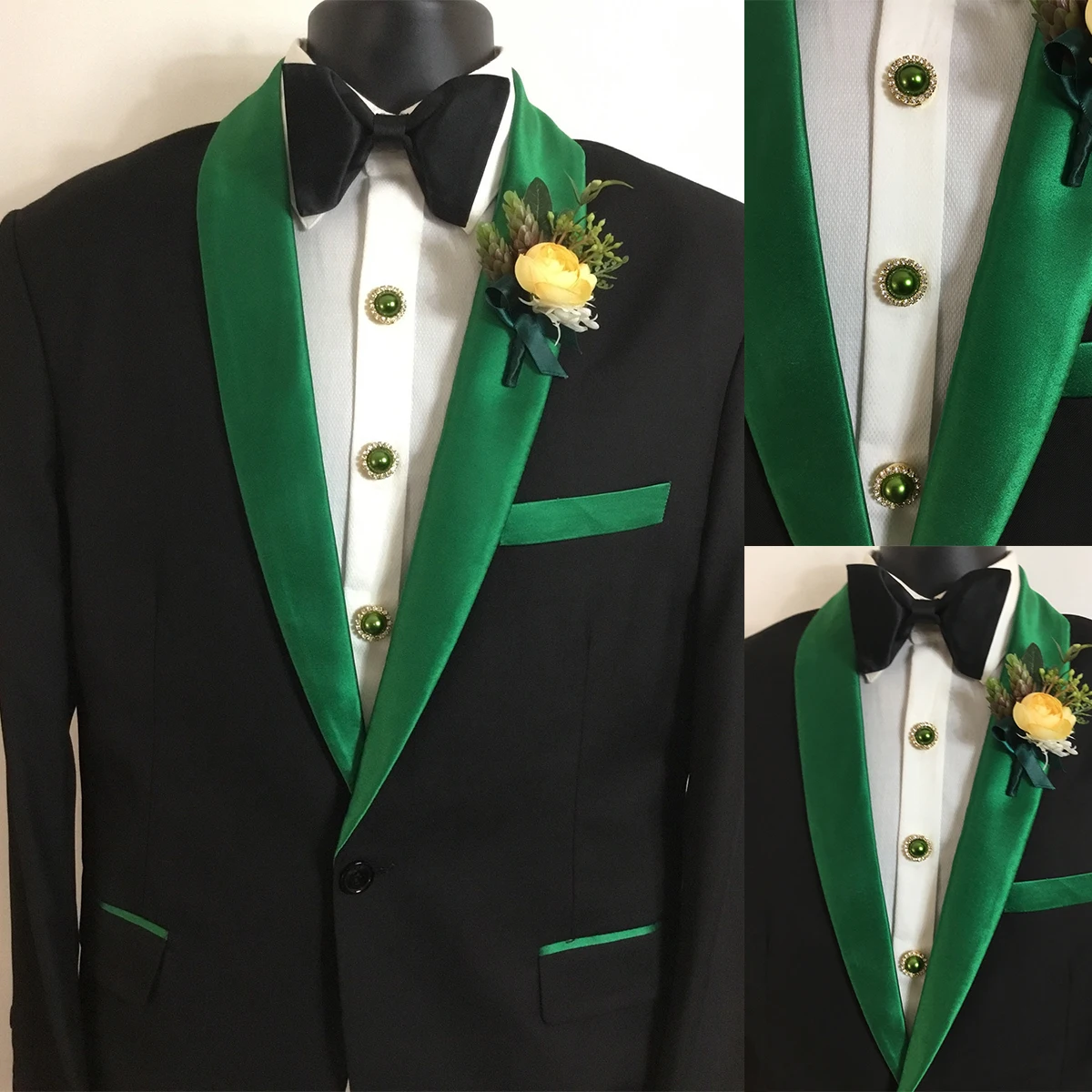 Classic Men's Suits Set 2 Pcs Patchwork Shawl Lapel Blazer Groom Tuxedos Customized Formal Wear Prom Evenings Dinner Party Suits