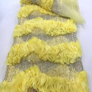 Luxury Sequins African Lace Fabric with French Embroidery Heavy Beaded High-Quality Material for Bridal Wedding Occasions