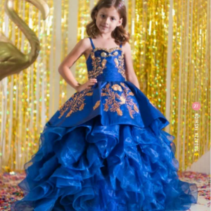 Blue Mini Quinceanera Dresses Mexican Organza Appliques Flower Girl Dresses For Weddings Charro Pageant Dresses Baby Customized