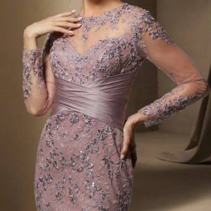 Mermaid / Trumpet Chrismas Dress Mother of the Bride Dress Wedding Guest Stretch Satin Long Sleeve with Lace Sequin Elegant