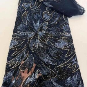 New African Lace Fabric 2025 High Quality Lace Luxury Sequins French Net Lace Tulle Mesh Fabric Heavy Beaded For Wedding Fabrics