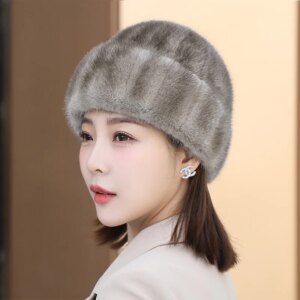 2025 Cap 100% Full Mink Fur Hat Women Mink Fur Ear Protection Y2K Hats Winter Thickened And Warm Russian Hat Women Trend