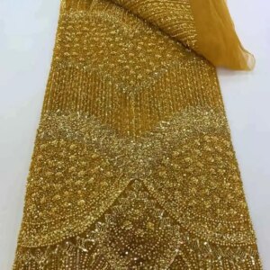 Luxury African Sequin Beaded Lace Fabric 2025 High Quality Groom Nigerian Wedding Bridal Embroidery French Tulle Sewing.