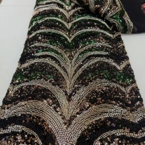 2025 African French Nigerian High End Tulle Lace Fabric With Beads Sequins Mesh for Embroiderg Wedding Party Bride Sewing Dress