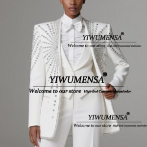 Gleaming Pearls Beaded Suits Women 3 Pieces Sets Mother Of The Bride Dress Customized Single Breasted Lady Banquet Party Gowns