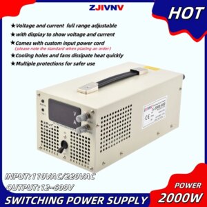 2000W Switching Power Supply Voltage and Curent Adjustable 0-12V 24V 36V 48V 50V 60V 70V 80V 90V 100V 110V 220V with Display