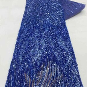 Luxury 2025 African Lace Fabric Nigeria High Quality Sequins Tulle Lace Fabric Embroidery Wedding Party Guipure Dress Beads