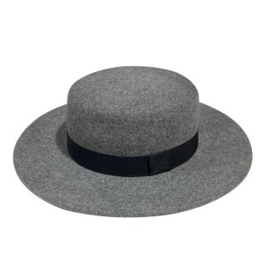 Black big brimmed flat hat top men’s felt trendy