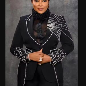 Customized Crystal Pearls Mother Of Bride Dresses Luxurious Beaded Jacket African Women Pants Suits Slim Fit Blazer 2 Piece Set