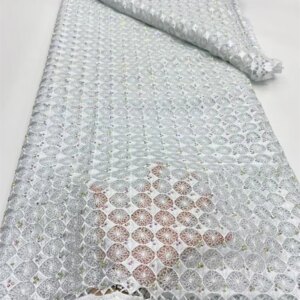 White African guipure cord lace fabric with Stones high quality african french cord lace for women party dress