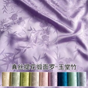19momme jacquard satin silk fabric through-hole 100% silkworm Hanfu Cheongsam shirt national style