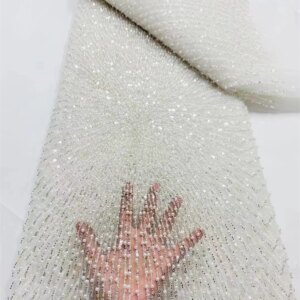 2024 Fashion French Embroidery Beaded Lace Fabric African Nigerian With Sequins Lace Fabric For Wedding Dress