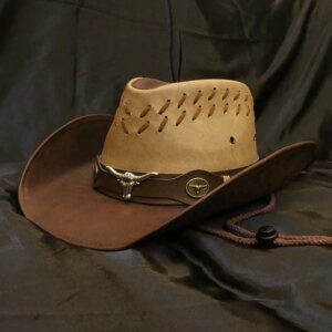 Bull leather belt men’s and women’s big brimmed hat Cowboy sunshade vintage top