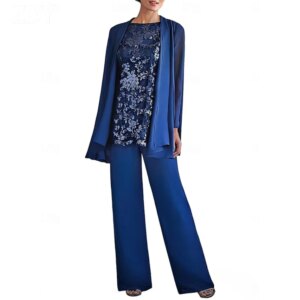 Customized 3 Pieces Pantsuits Elegant Long Mother of the Bride Dresses Chiffon Floor-Length Wedding Guest Party Groom Dress 2025