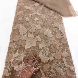 African Lace Fabric 2025 Sequins Beaded Embroidery Groom Nigerian Bridal High Quality French Tulle Lace Fabric For Sewing