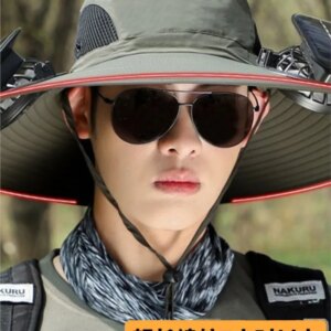 Solar fan hat for men outdoor mountain climbing and fishing UV fisherman with