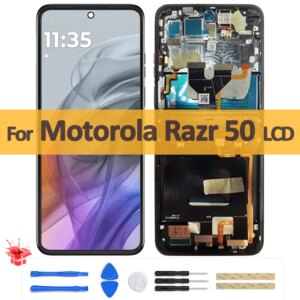 6.9″ Original AMOLED For Motorola Razr 50 Razr50 LCD Display Touch Screen Digitizer Assembly For Moto Razr 2024 Foldable Screen