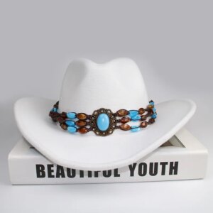 decoration all-match woolen cowboy hat for men and women with large brim wide warm