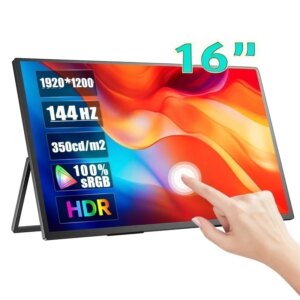 16 Inch 144Hz 1080P Portable Monitor 100%sRGB HDR Display With VESA & Stand 180° Adjustable For Laptop PS5 Switch