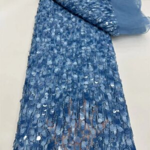 African Have Beaded Lace Fabric 2025 High Quality Nigerian Sequins French Tulle Fabric Material For Wedding Party 5yards A1152-1