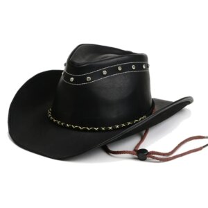 Vintage do old leather men’s and women’s large eaves national cowboy hat shade warm twine fringe