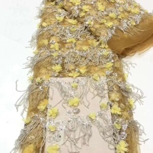 Latest African 3D Flower Lace Fabric 2024 High Quality Groom Lace Material French Nigerian Lace Fabrics For Women Party Wedding