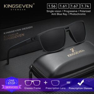 KINGSEVEN Fashion Male Prescription Sunglasses Myopia Hyperopia Progressive Women Eyewear Square Frame Optical Lens Glasses