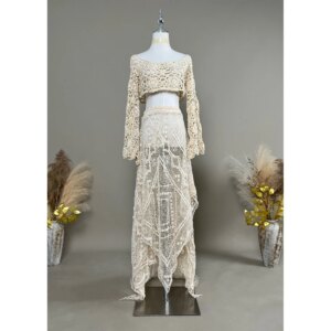 Pregnancy Dresses One-line Shoulder Top And Irregular Hem Skirt Two-piece Party Photo Shoot Beautiful Maternity Party Clothes