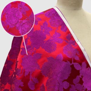 Chinese Silk Brocade Jacquard Fabric Peony Wedding Cheongsam Vest Morning Gowns Spring Festival Suit