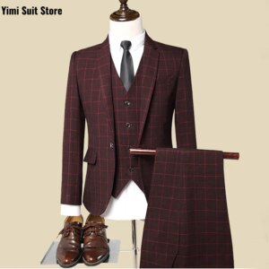 Men’s Suits Formal One Breasted Peak Lapel 3 Piece High Quality Daily Office Wedding Business Male Clothing Jacket+Vest+Pants