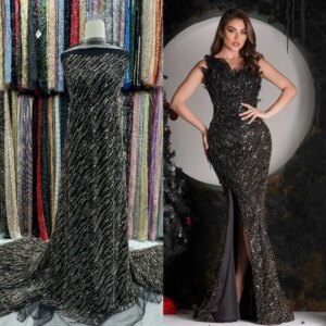 New Luxury Nigerian African Heavy Beads Sequins Mesh Lace 2025 Bride French Net Lace Fabric Sewing Embroidered Lace Tulle Women