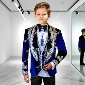 Boys’ Attire Suits For Wedding Sparkly Crystals Beading Prom Blazer Children Formal Party Birthday Tuxedos costume enfant garçon