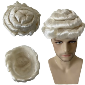 Malaysian Virgin Human Hair Replacement Platinum Color 60RY Knots PU Toupee 8×10 Full Thin Skin Unit for White Men