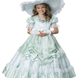 Era Southern Belle Flower Girls Dress Mint Green French Medieval Renaissance 1860s Kids Pageant Dress Birthday Party Customized