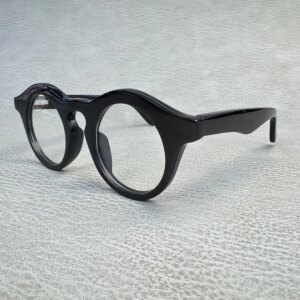 Men Eyeglass Frames Unique Vintage Round Handmade Buffalo Horn Reading Prescription Glasses Frames Optical Lenses Eyeglasses