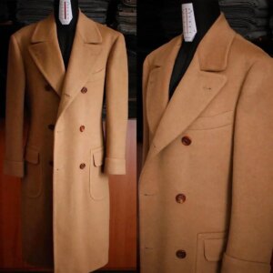 Winter Men’s Tan Windbreak Coat Wool Blend Double Breasted Jacket Trench Coat