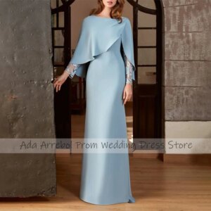 Elegant Wedding Guest Dresses for Women Lace Long Sleeves Mother of the Bride Dress Long Scoop Mermaid Evening Dress 2024