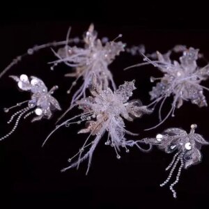 New Super Barrettes High Sense Side Clip Simple Bridal Wedding White Yarn Morning Gowns Delicate Hair Accessories