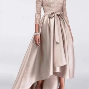 High Low Champagne Lace Mother of the Bride SexyDress with Sash Plus Size Formal Evening Gowns Wedding Party Dress Customize