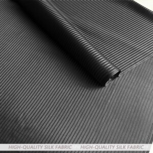 30Momme Striped Silk Soteil Fabric Black Jacquard Clothing Cheongsam DIY Coat and Dress